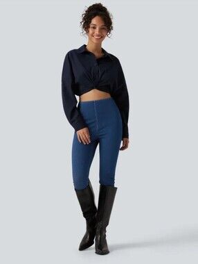 Halara Flex High Waisted Tummy Control Denim Casual Leggings Size XSmall